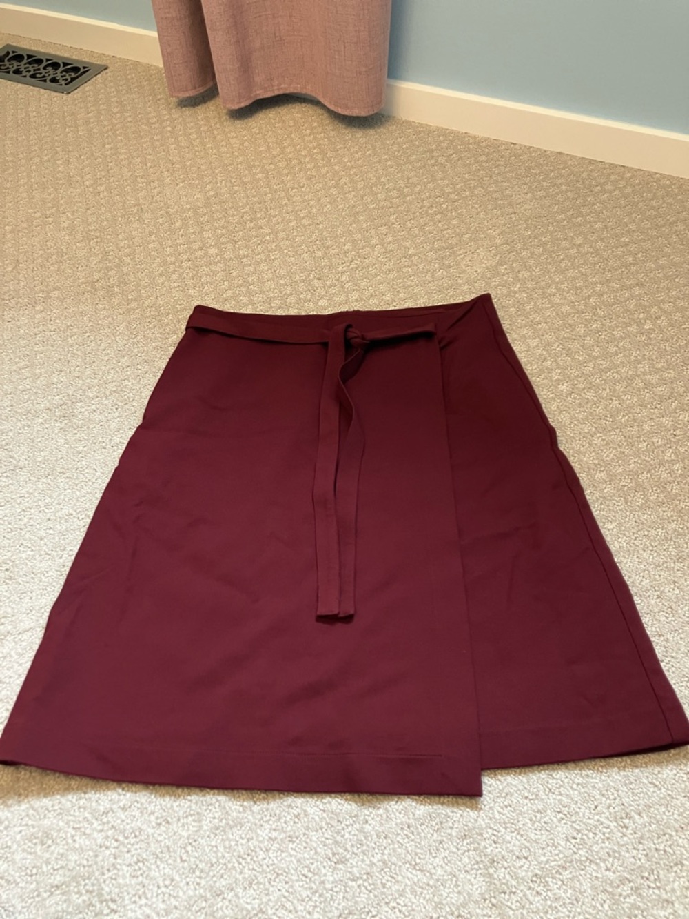 Liz Claiborne Burgundy Tie-Waist Faux Wrap Skirt - Picture 2 of 5